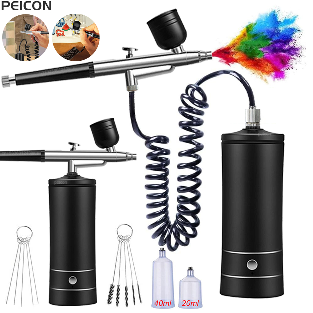 Airbrush Kit With Mini Compressor - 휴대용 무선 에어브러시 페인트 스프레이 미니