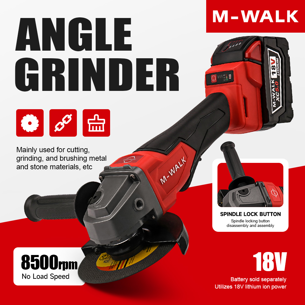 Brushless Angle Grinder Battery Powered - M-WALK 8500RPM 고속 브러시리스 앵글 그라인더