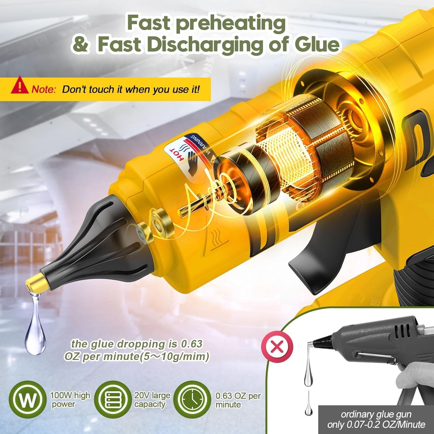 디월트 20V 배터리용 100W 무선 핫 글루건 (배터 - Hot Melt Glue Gun Cordless 리뷰 및 가격